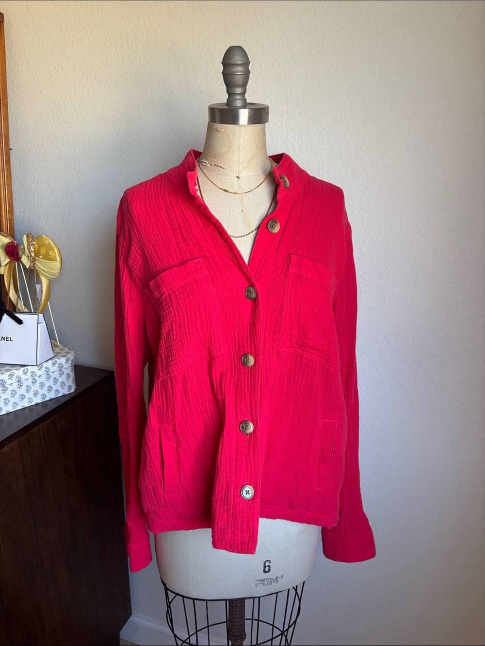 J. Jill Textured Button-Front Shirt Jacket